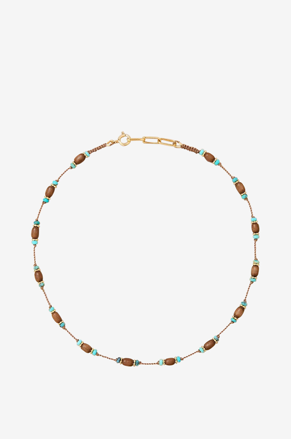 Collier orné de perles de bois et de turquoise Padma