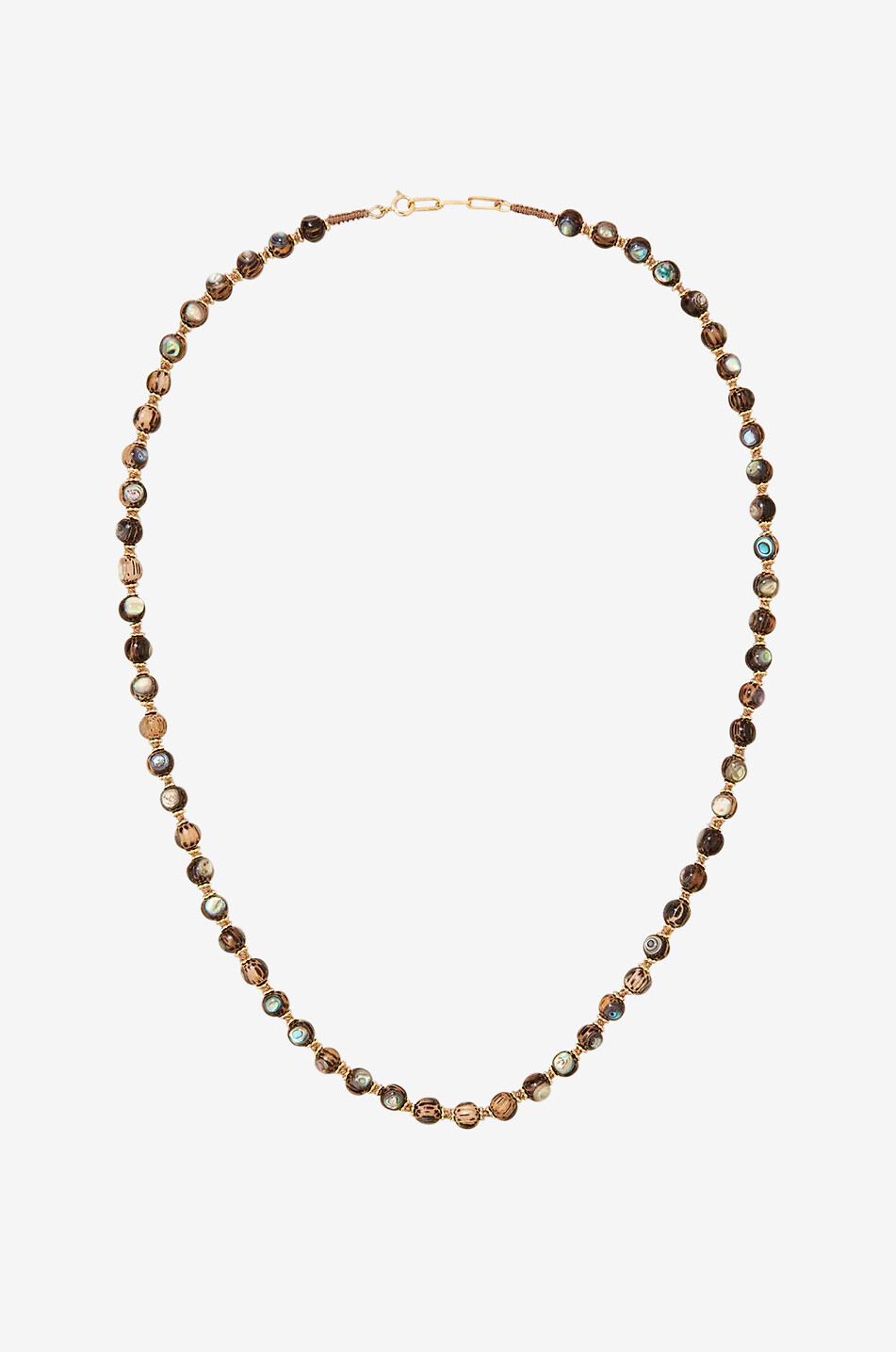 Sautoir en perles de bois et nacre Woody