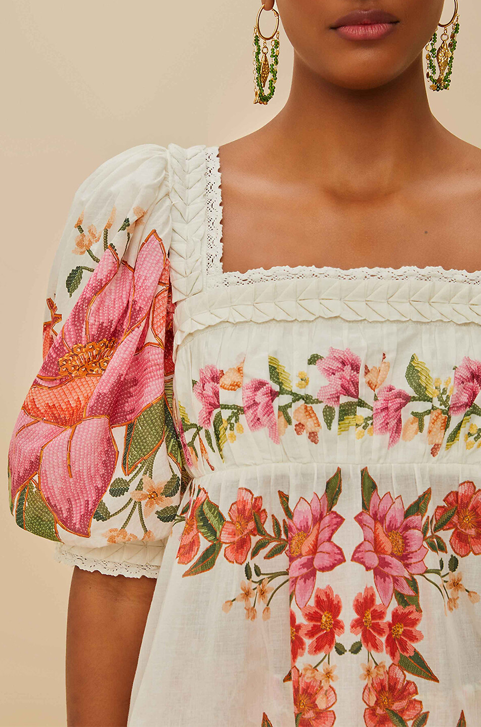 Blouse en coton à manches bouffantes Summer Fruit