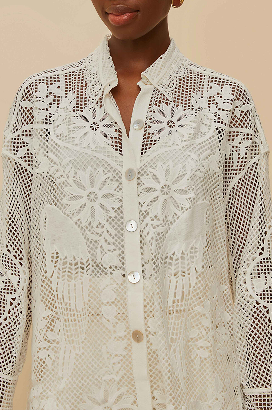 FARM RIO Hemd aus Klöppelspitze Landscape Damen WEISS 4
