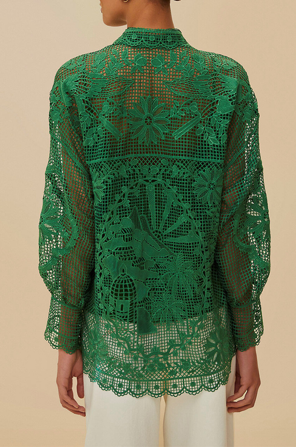 FARM RIO Chemise en guipure Landscape Femme VERT 5