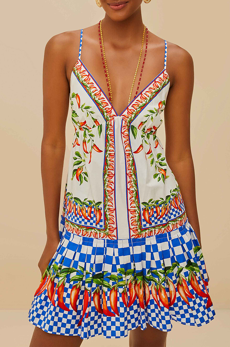 Picnic Peppers Ainika strappy cotton empire mini dress