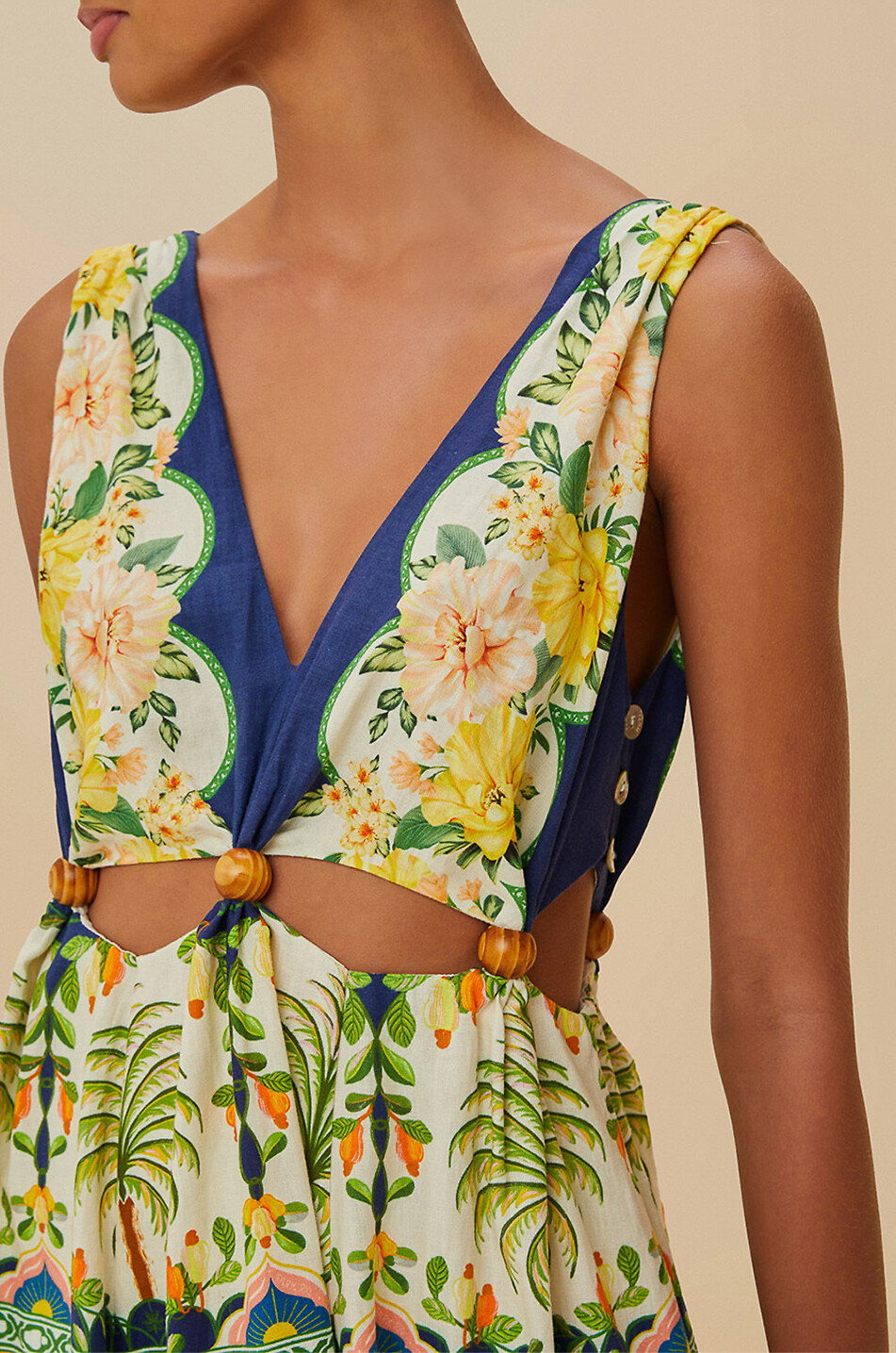 Midikleid aus Leinenmix mit Taillenausschnitt Amazon Garden