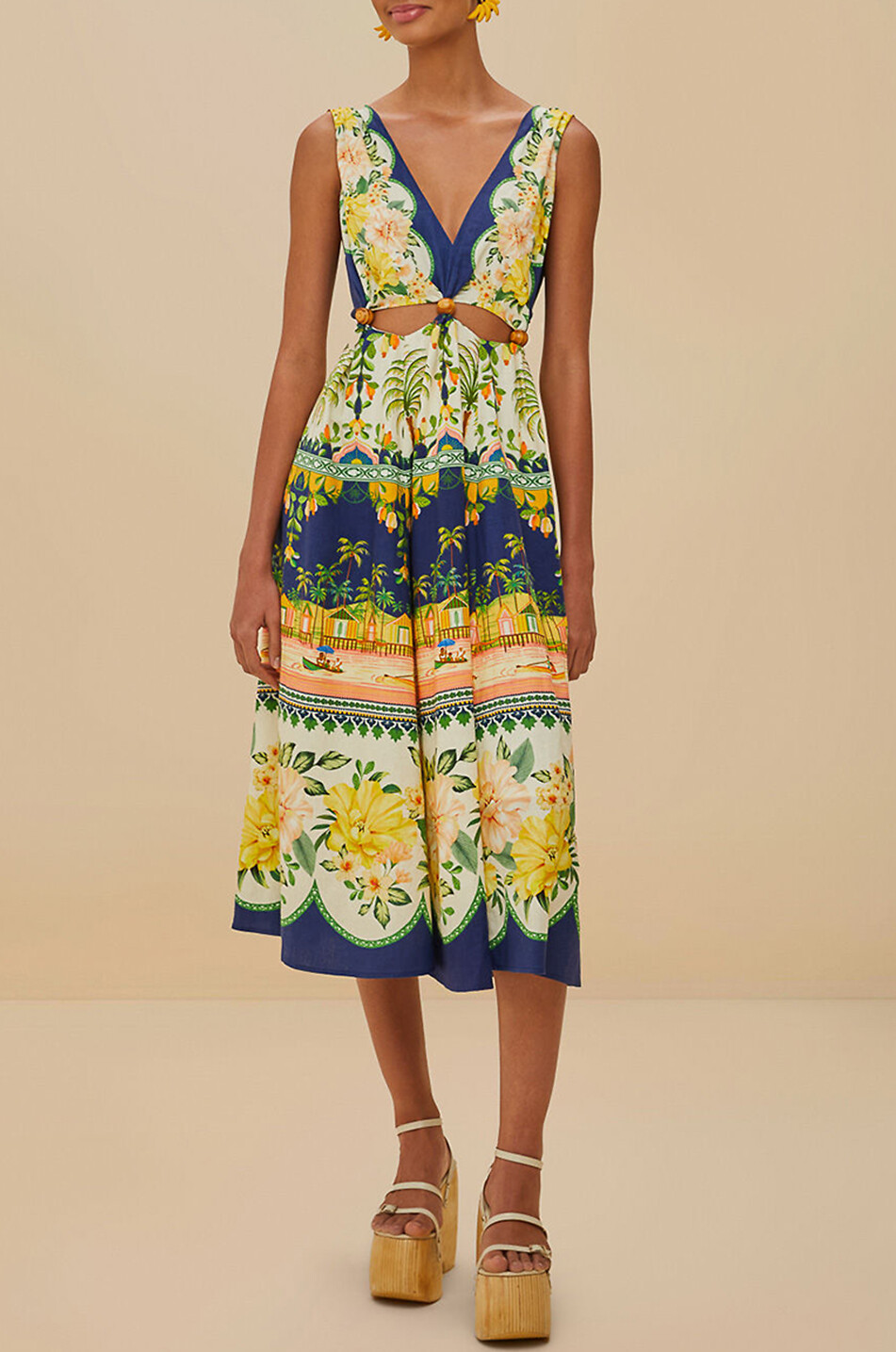 Midikleid aus Leinenmix mit Taillenausschnitt Amazon Garden