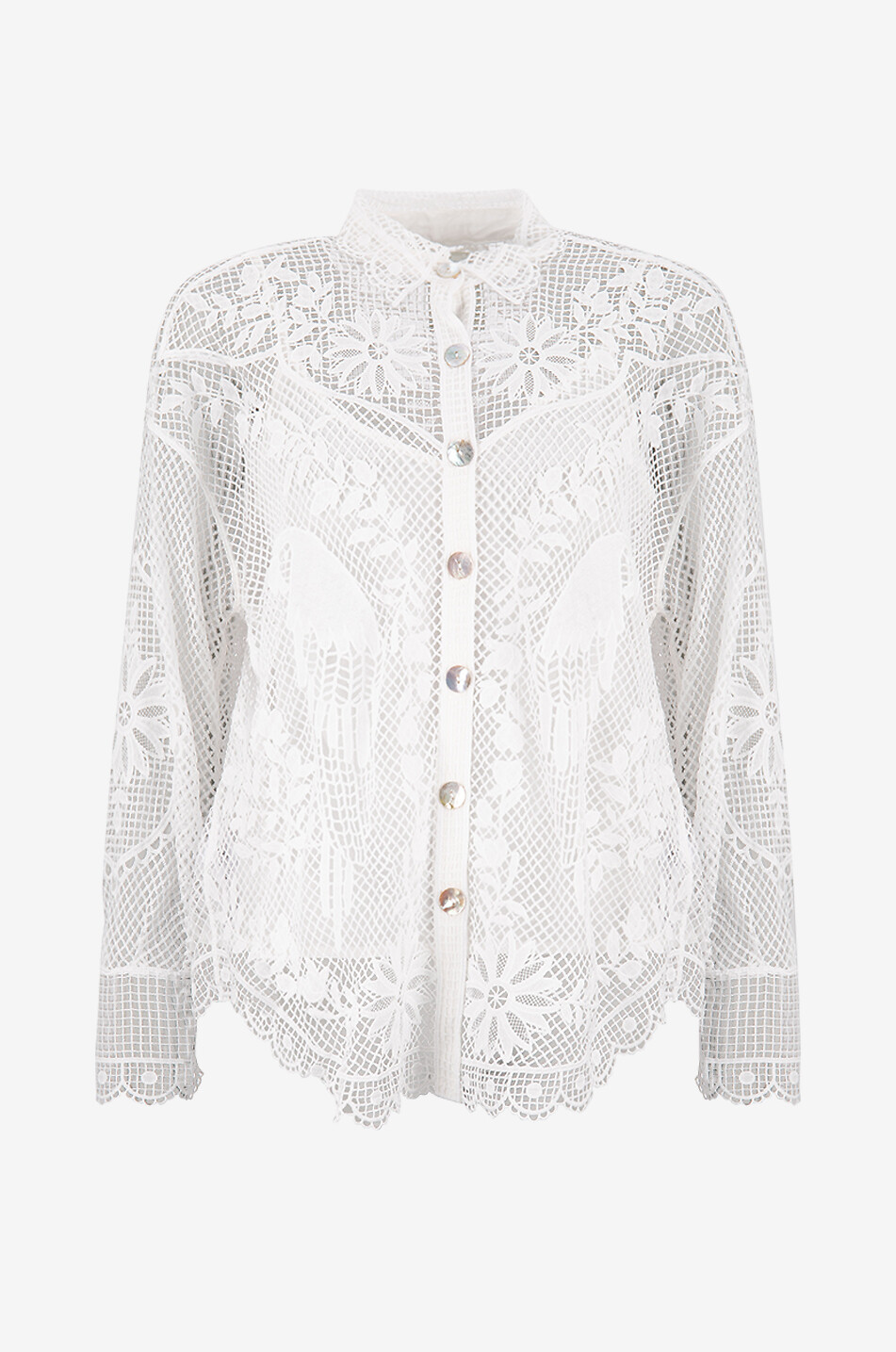 FARM RIO Hemd aus Klöppelspitze Landscape Damen WEISS 1