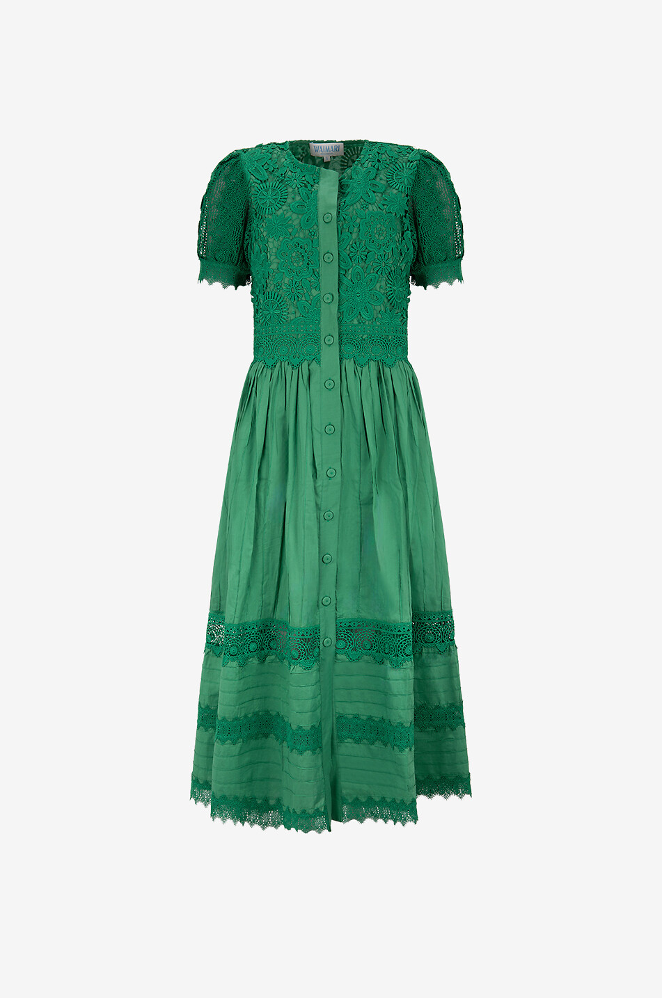 WAIMARI Juliette voile and lace maxi dress Women DARK GREEN 1