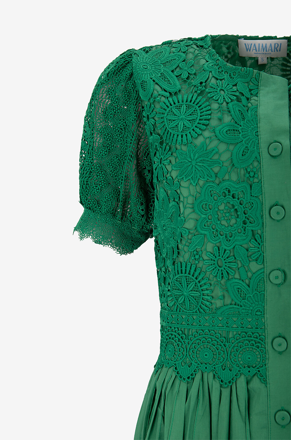 WAIMARI Juliette voile and lace maxi dress Women DARK GREEN 3
