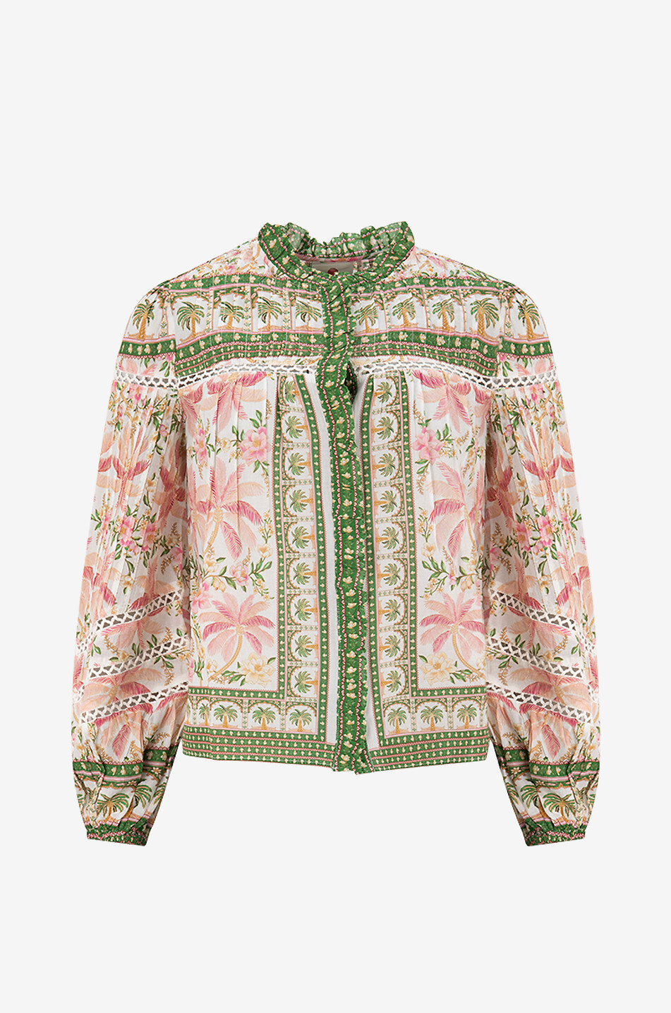 FARM RIO Bedruckte Baumwollbluse Palm Dream Damen GRÜN 1