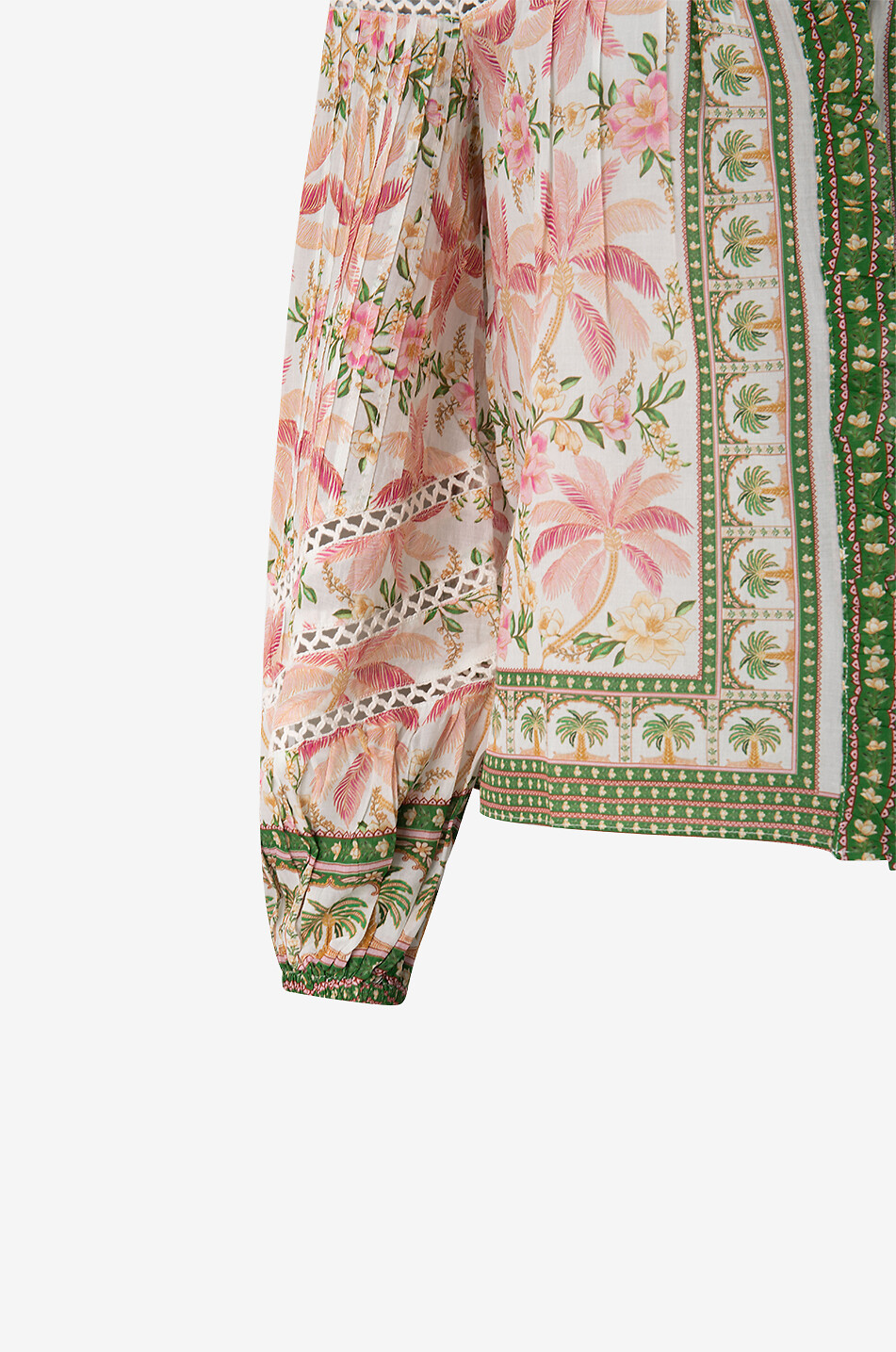 FARM RIO Bedruckte Baumwollbluse Palm Dream Damen GRÜN 6