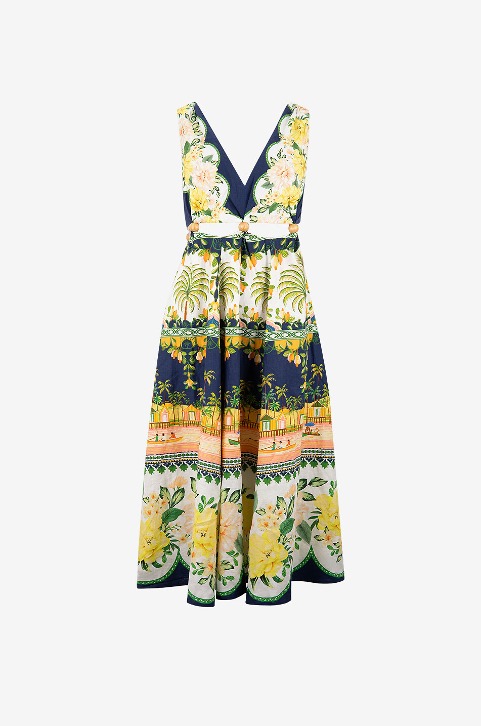 Midikleid aus Leinenmix mit Taillenausschnitt Amazon Garden