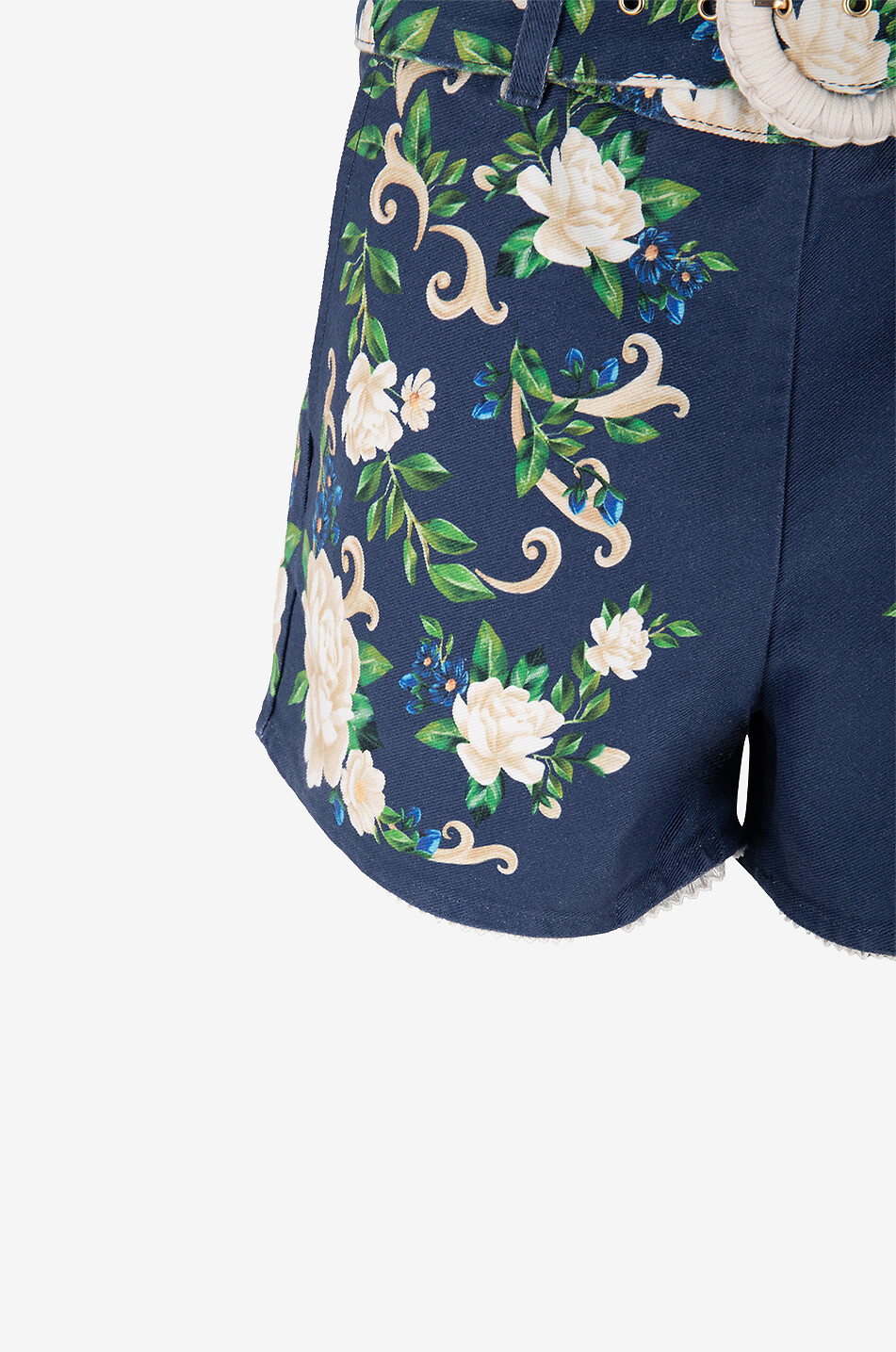 FARM RIO Flower Tapestry cotton shorts Women DARK BLUE 6