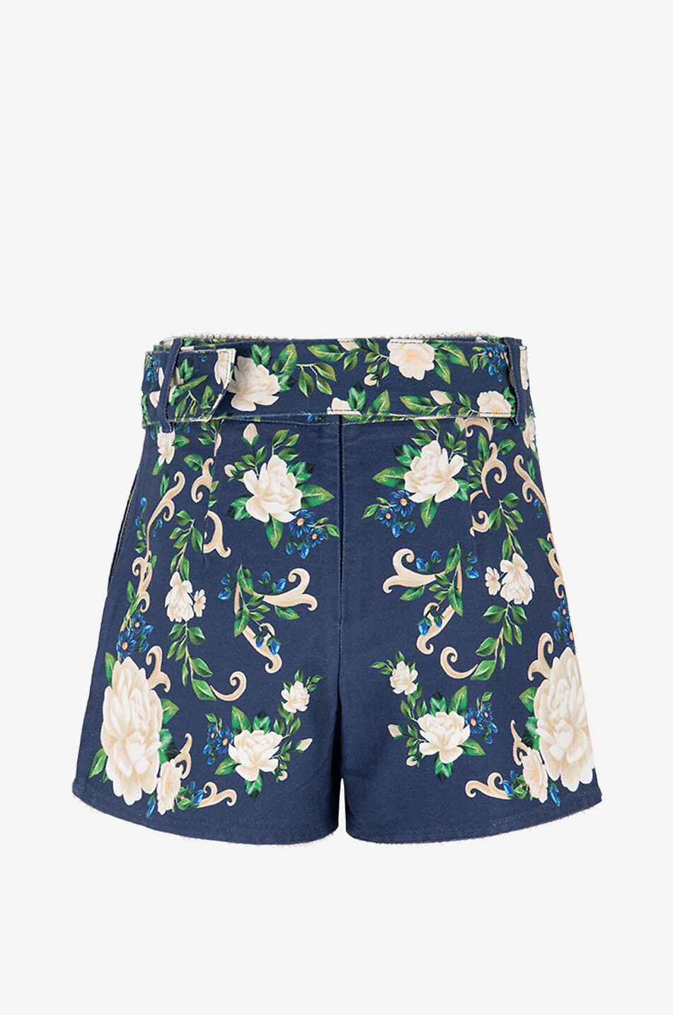 FARM RIO Flower Tapestry cotton shorts Women DARK BLUE 5