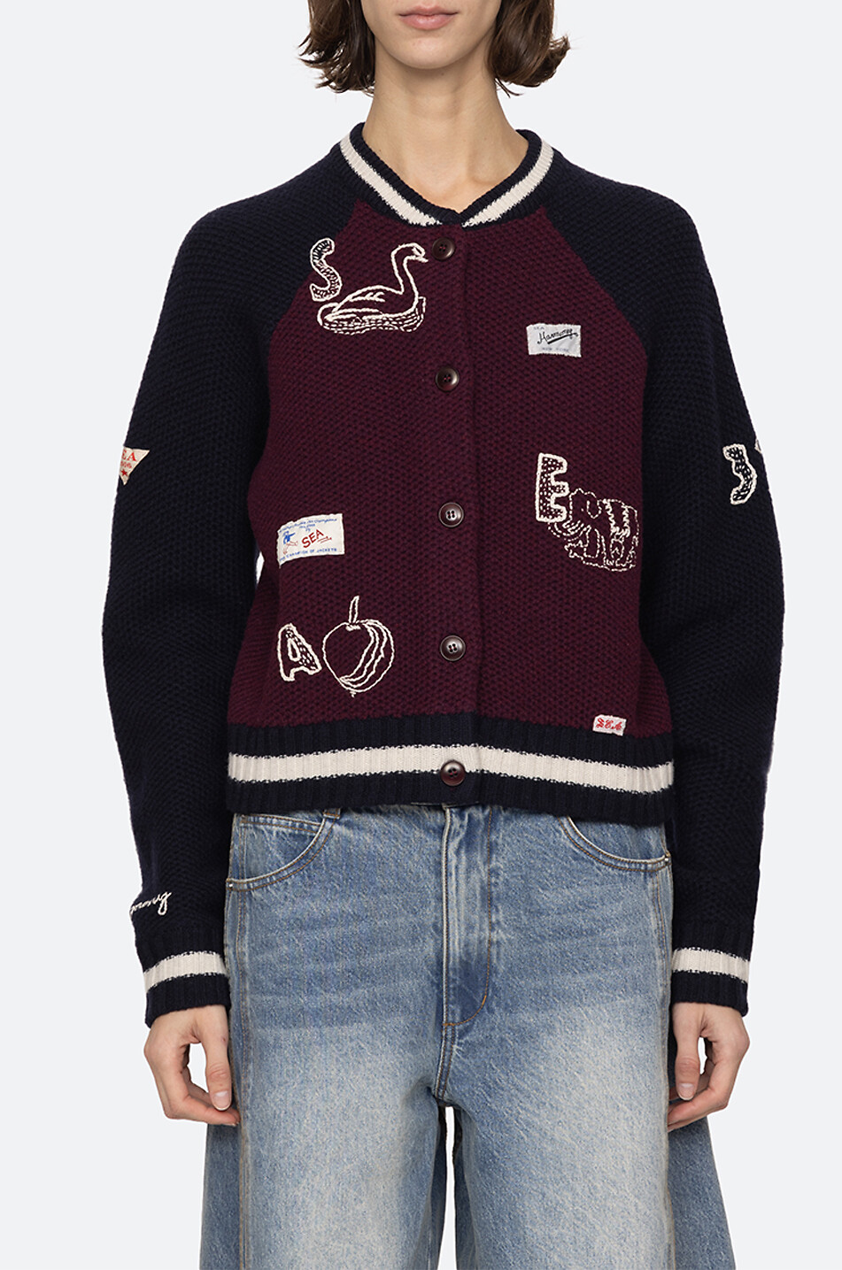 SEA Cardigan aus Merinowolle Archer Damen DUNKELBLAU 3