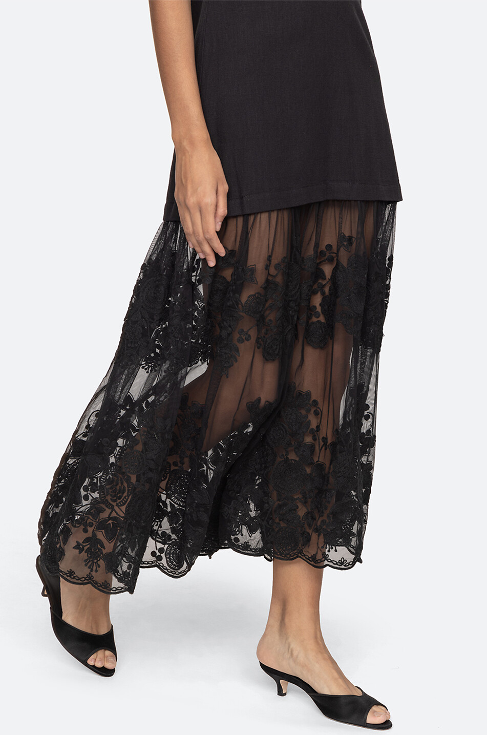SEA Arielle linen and cotton long dress Women BLACK 8