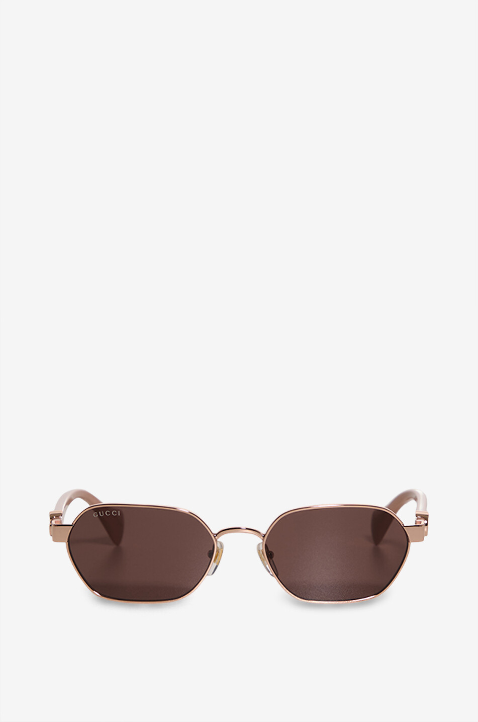 GUCCI Lunettes de soleil ovales en métal rose doré GG Femme ROSE CLAIR 1