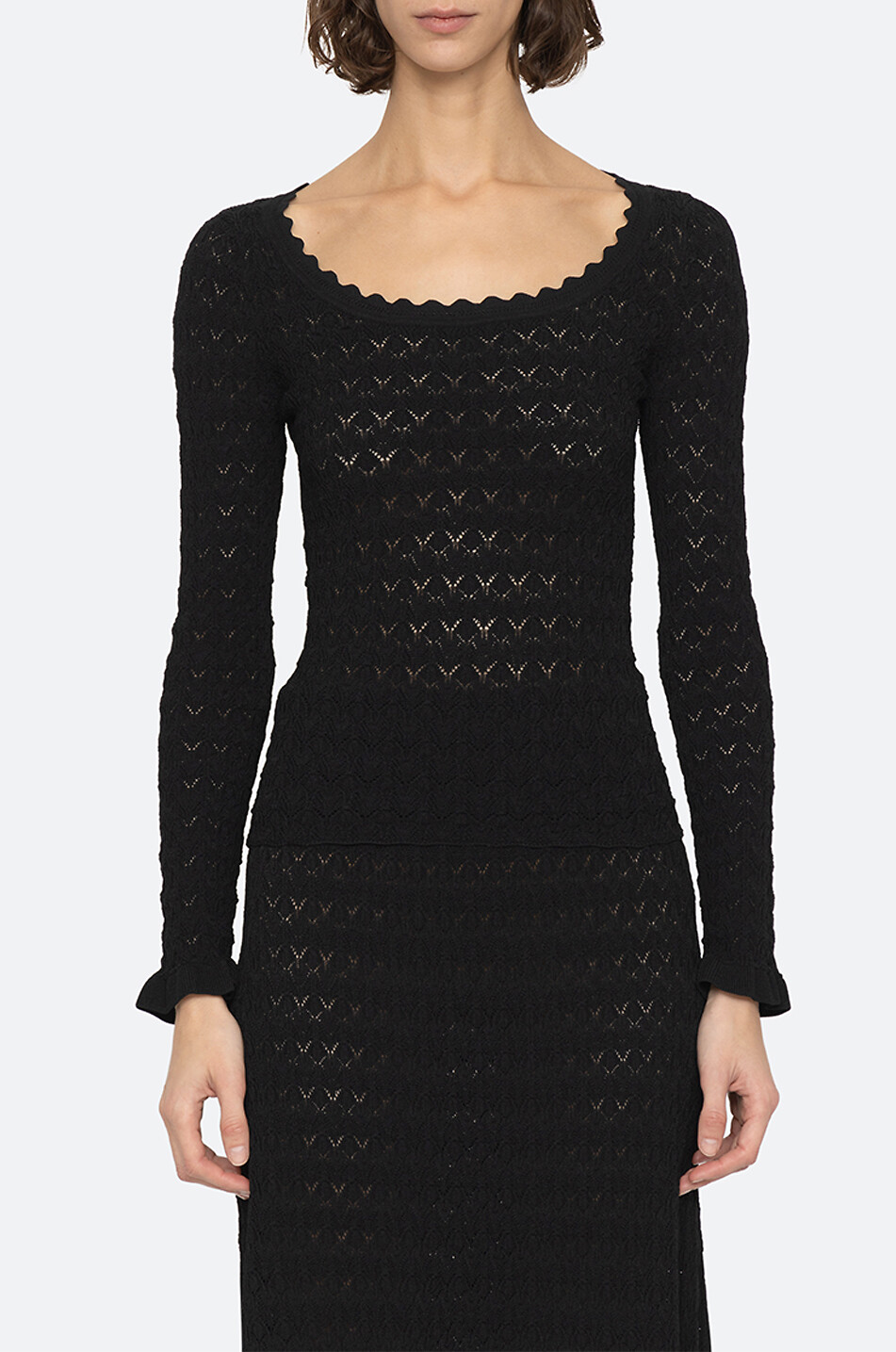 SEA Rue viscose long-sleeved top Women BLACK 6