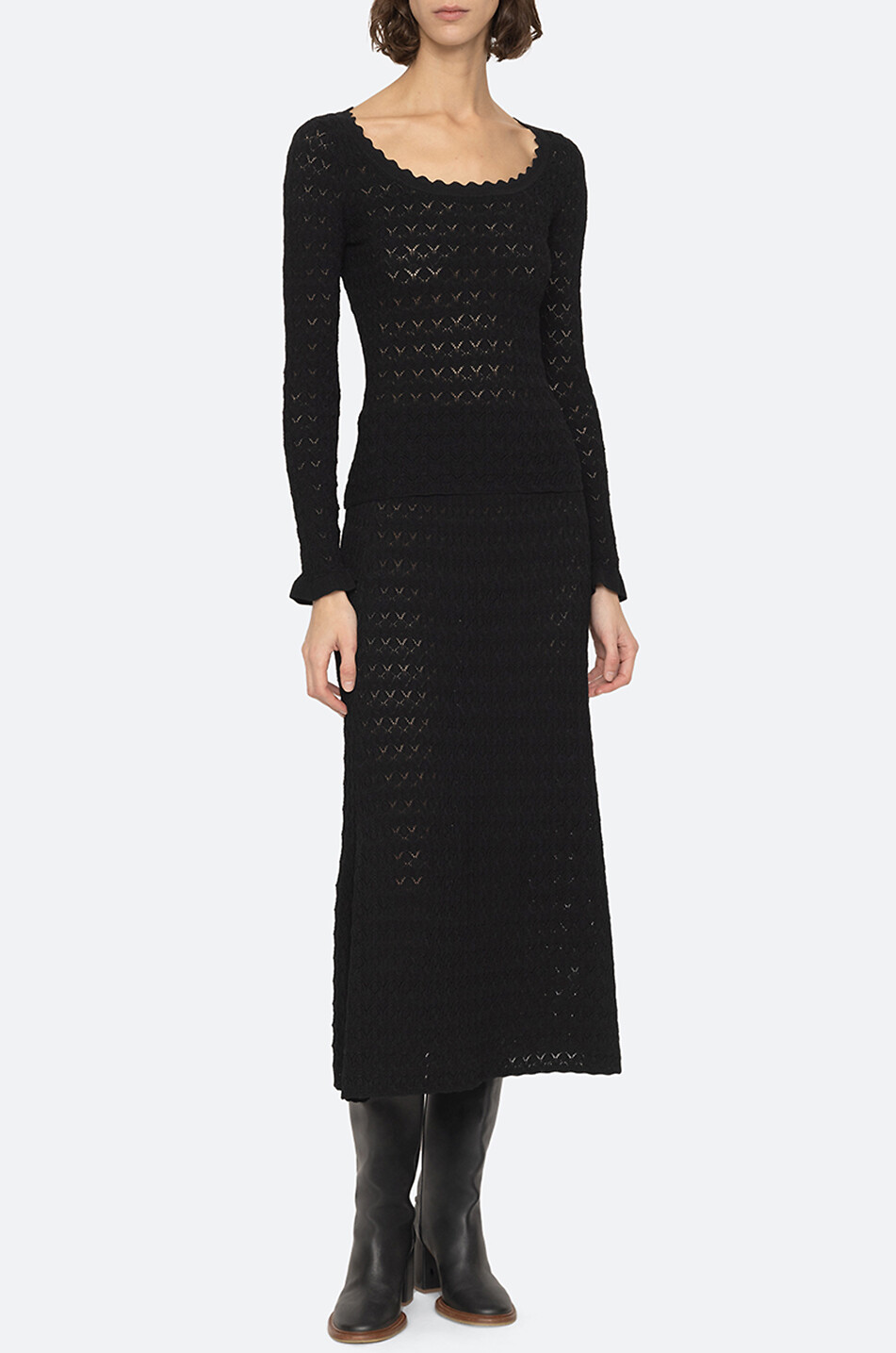 SEA Rue viscose long-sleeved top Women BLACK 7