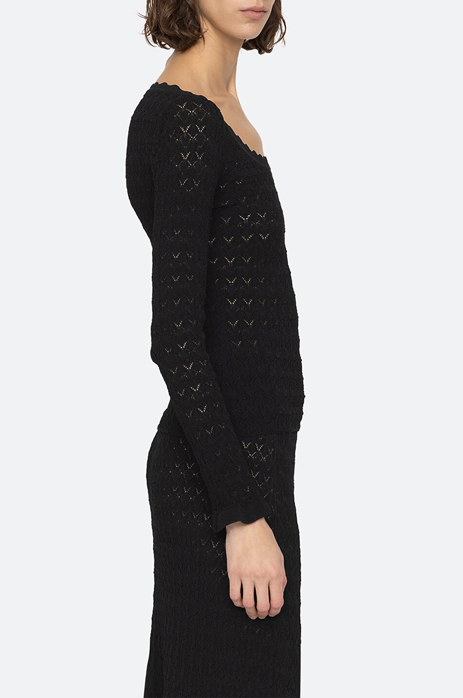 SEA Rue viscose long-sleeved top Women BLACK 3