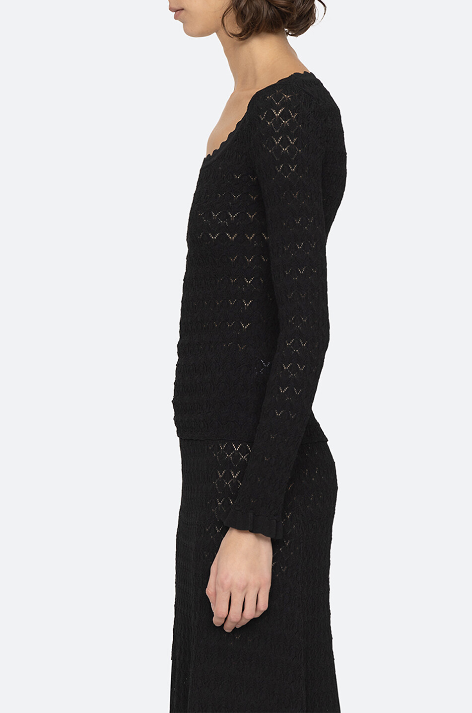 SEA Rue viscose long-sleeved top Women BLACK 4