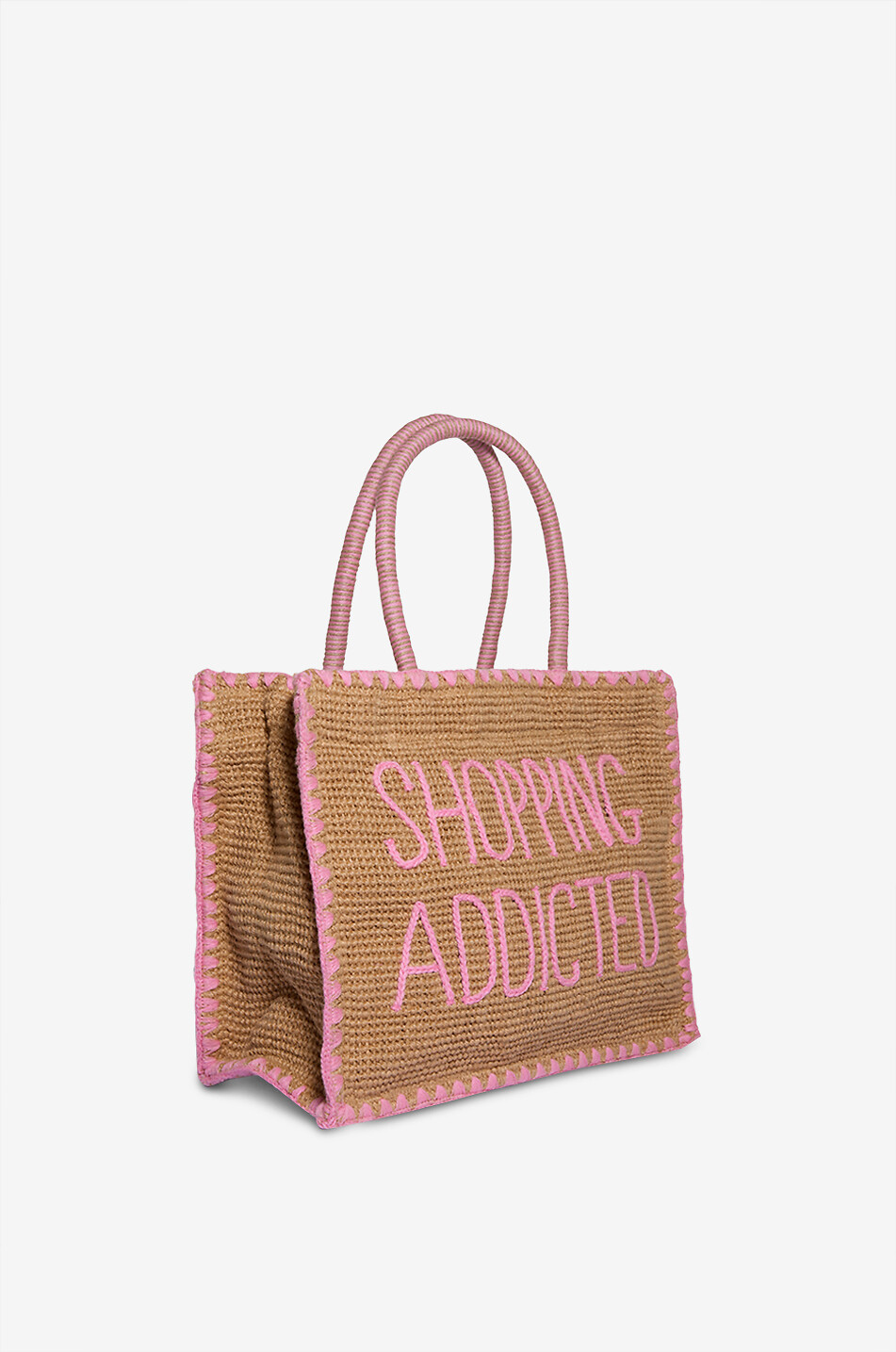 MC2 SAINT BARTH Vivian Shopping Addict jute tote bag Women PINK 2