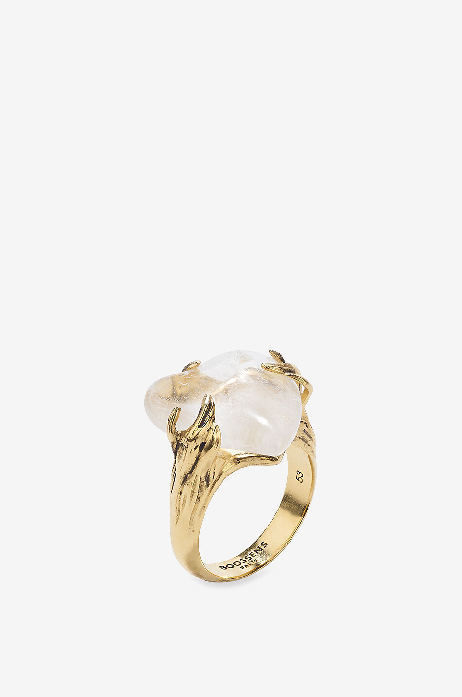 GOOSSENS PARIS Bague dorée ornée de cristal de roche Coeur Précieux Femme BLANC CASSE 1