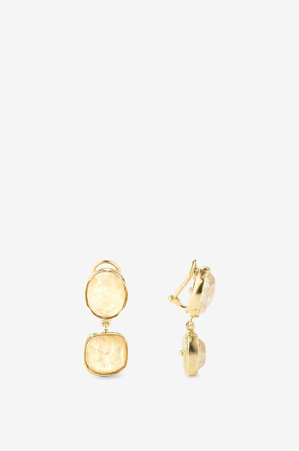 GOOSSENS PARIS Clips d'oreilles en cristal de roche Double Cabochons Femme BLANC CASSE 1