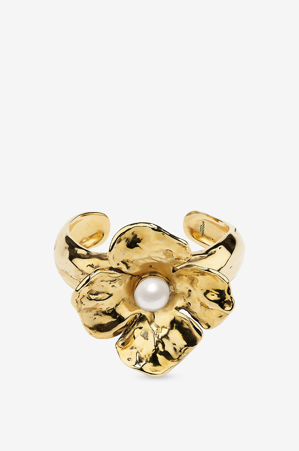 Goldener Armreif mit Perle Flora