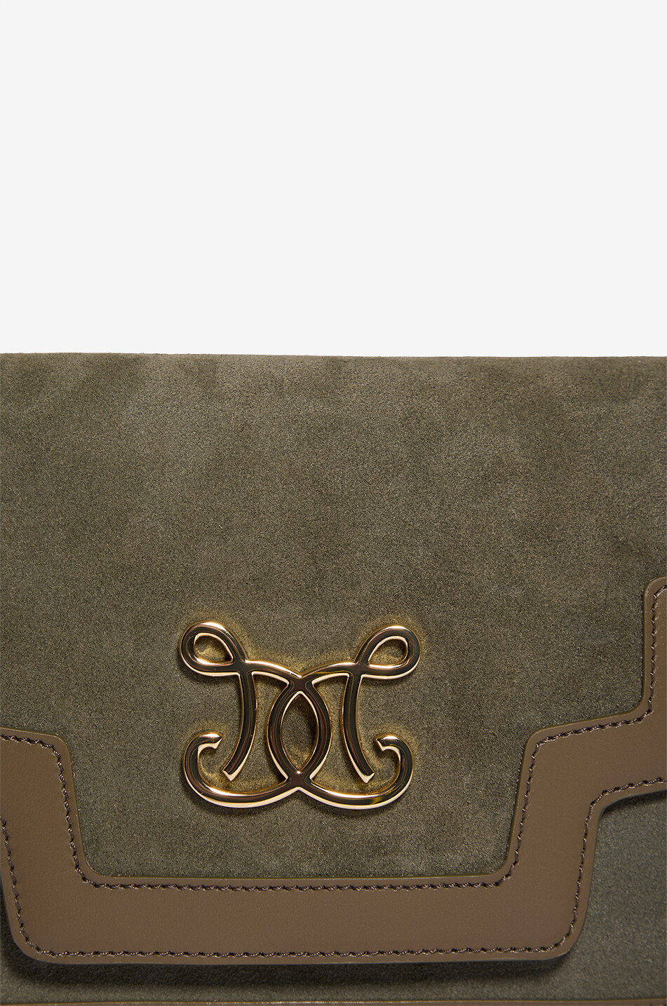 DE MARQUET Umhängetasche aus Wild- und Glattleder Outline Velour Damen KHAKI 5