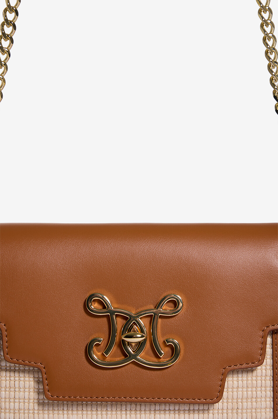 DE MARQUET Sac porté épaule en cuir et raphia TwoTone Raffia Femme MARRON 5