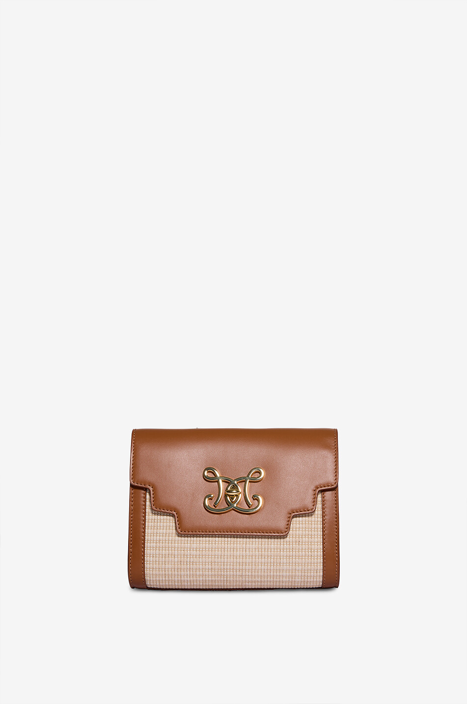 DE MARQUET Sac porté épaule en cuir et raphia TwoTone Raffia Femme MARRON 1