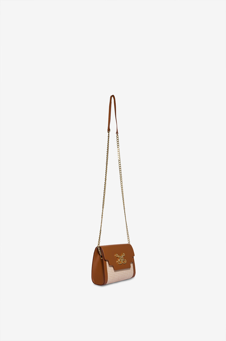 DE MARQUET Sac porté épaule en cuir et raphia TwoTone Raffia Femme MARRON 2
