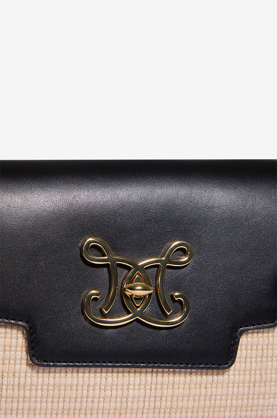 DE MARQUET Sac porté épaule en cuir et raphia TwoTone Raffia Femme NOIR 5