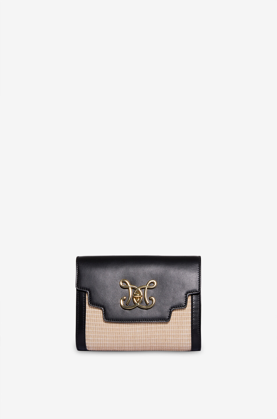 DE MARQUET Sac porté épaule en cuir et raphia TwoTone Raffia Femme NOIR 1