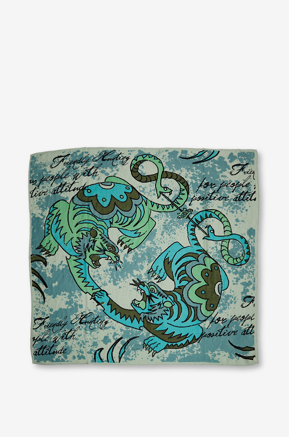 FRIENDLY HUNTING Midicube Lucky silk square scarf Women GREEN 1