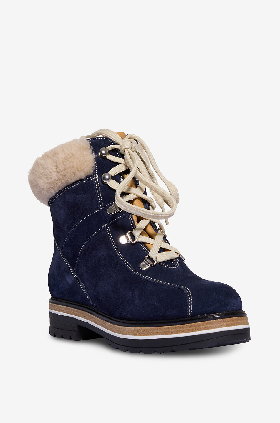 Lace-up shearling-lined ankle boots