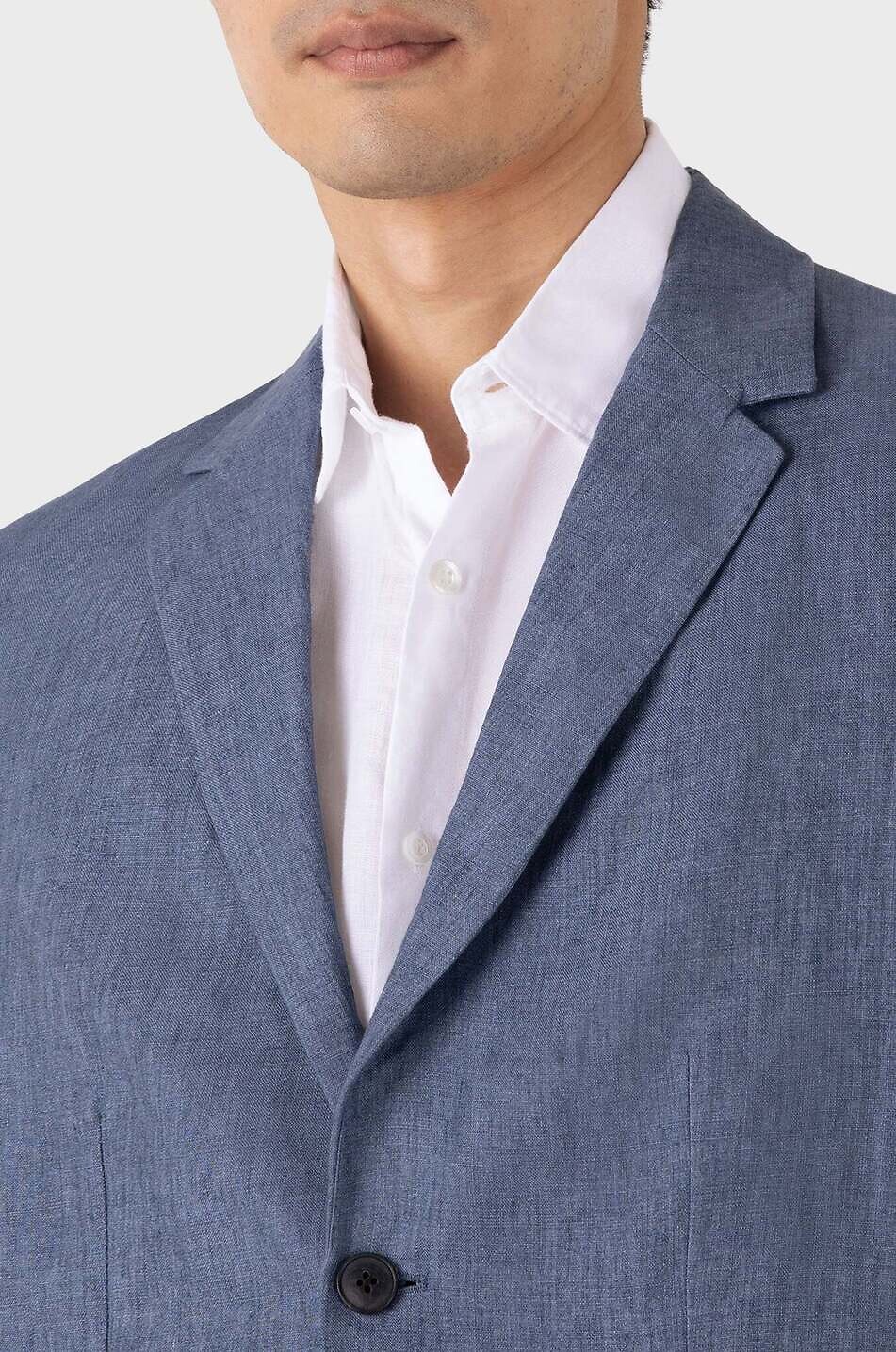 SUNSPEL Single-breasted linen blazer Men BLUE 5