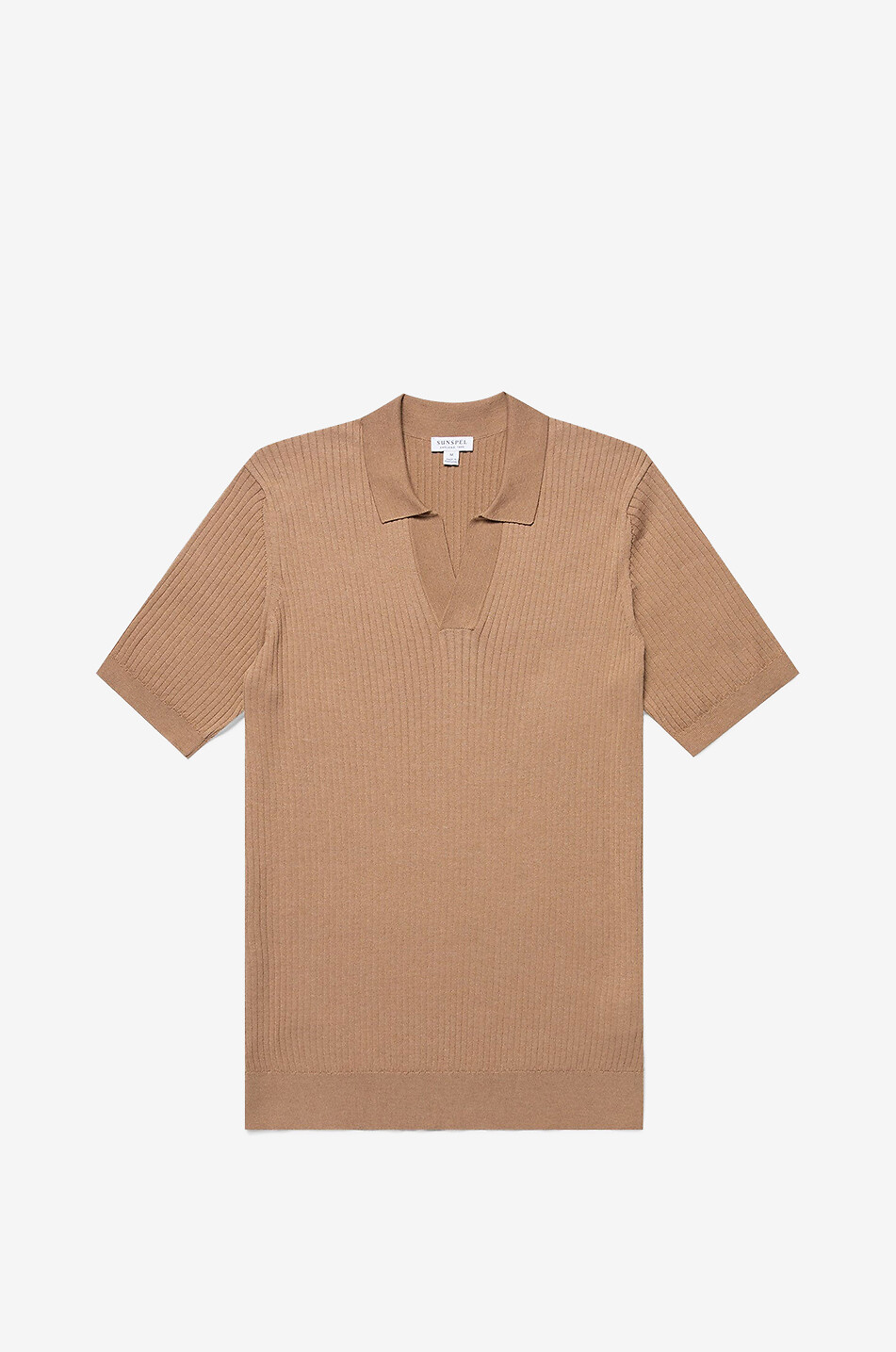 SUNSPEL Polo en maille côtelée de soie et coton Homme MARRON CLAIR 1