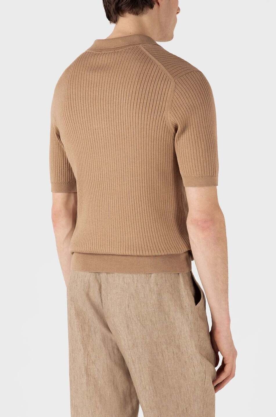 SUNSPEL Polo en maille côtelée de soie et coton Homme MARRON CLAIR 4