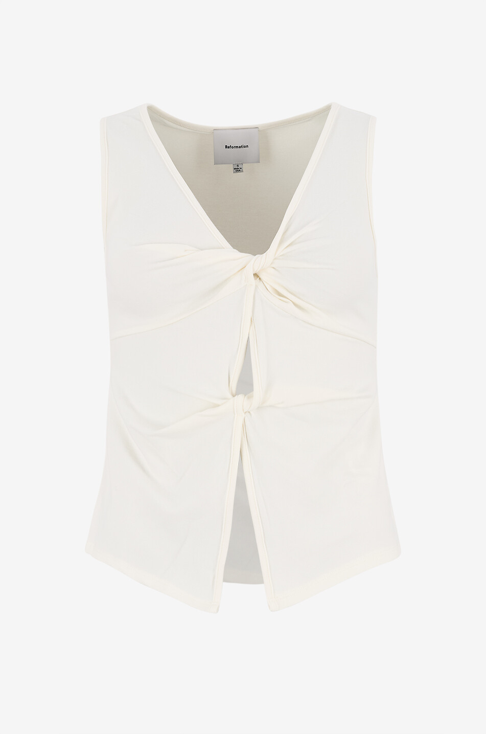 REFORMATION Tefi Fior Di Latte twisted cut-out knit top Women EGGSHELL 1