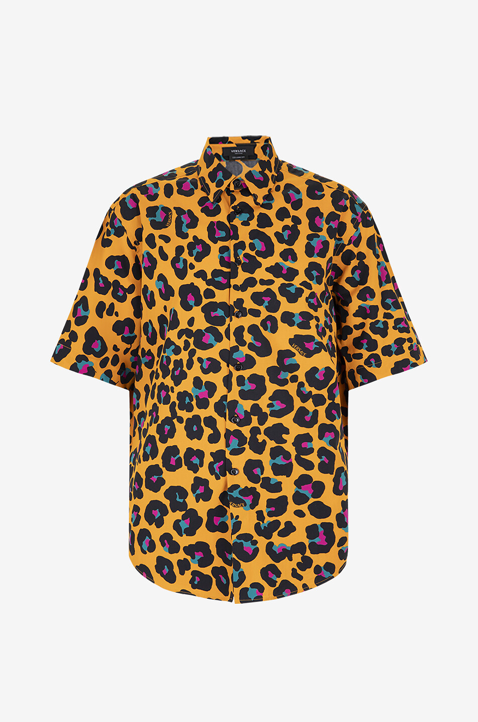 VERSACE Kurzärmeliges Hemd aus Baumwolle Daisy Leopard Herren BUNT 1