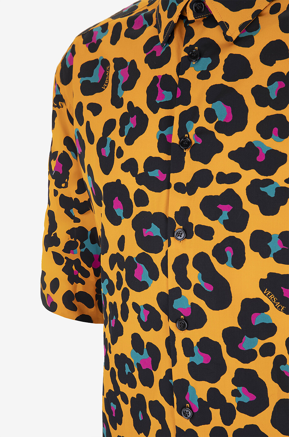 VERSACE Kurzärmeliges Hemd aus Baumwolle Daisy Leopard Herren BUNT 3