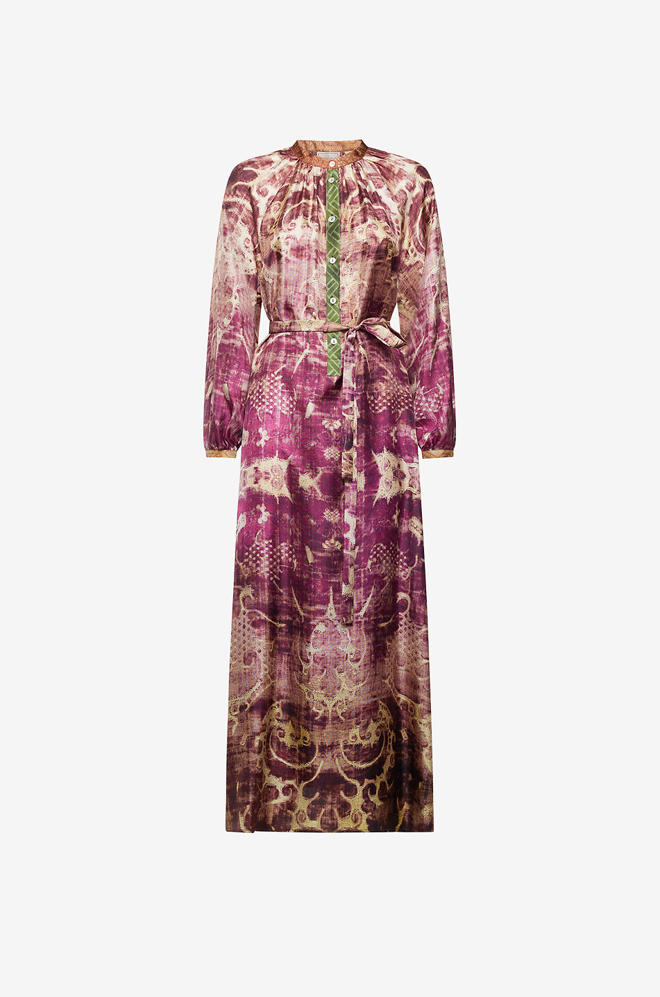 Aloe Ribes long silk shirt dress