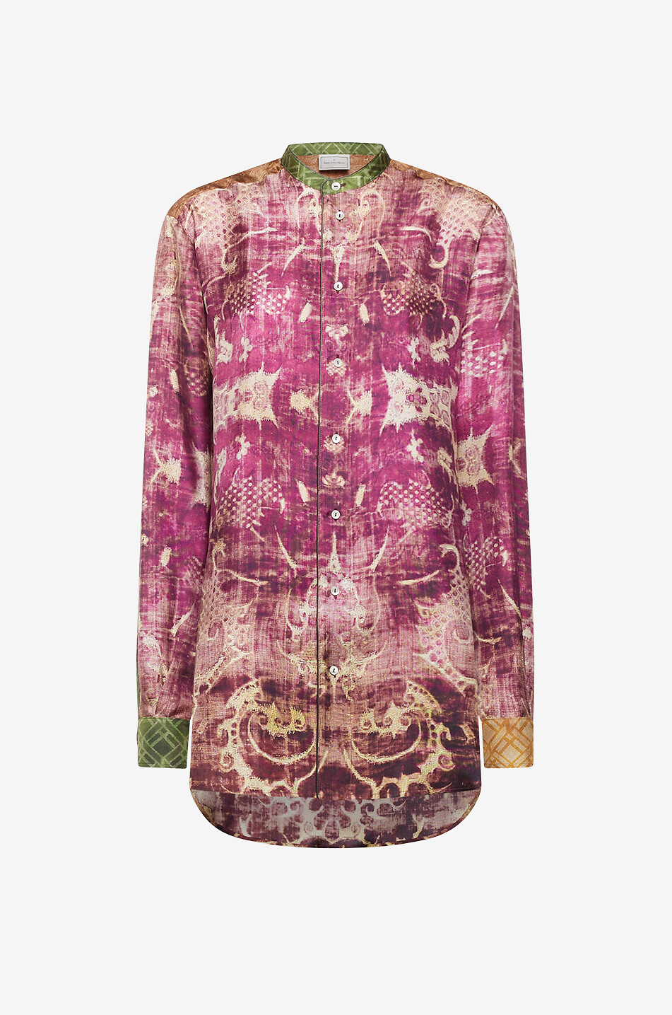 Chemise longue en soie à col mao Aloe Ribes