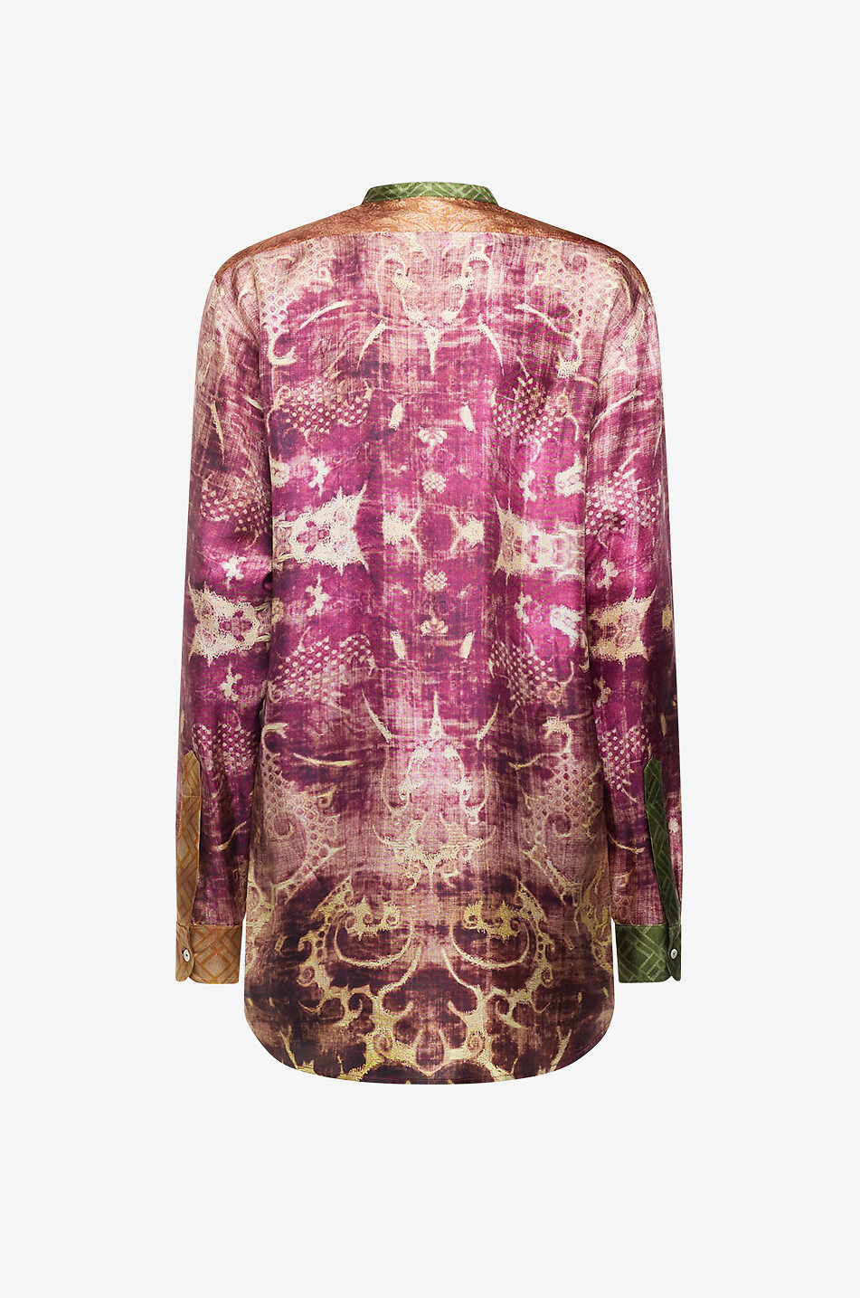 PIERRE LOUIS MASCIA Chemise longue en soie à col mao Aloe Ribes Femme ROSE 2