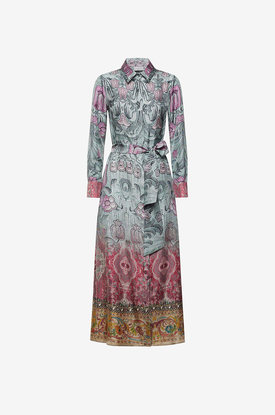 PIERRE LOUIS MASCIA Aloe Miraggio long silk shirt dress Women MULTI COLOURED 1