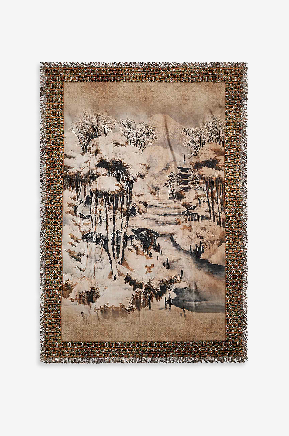 Aloeuw Litografia landscape-print silk twill shawl