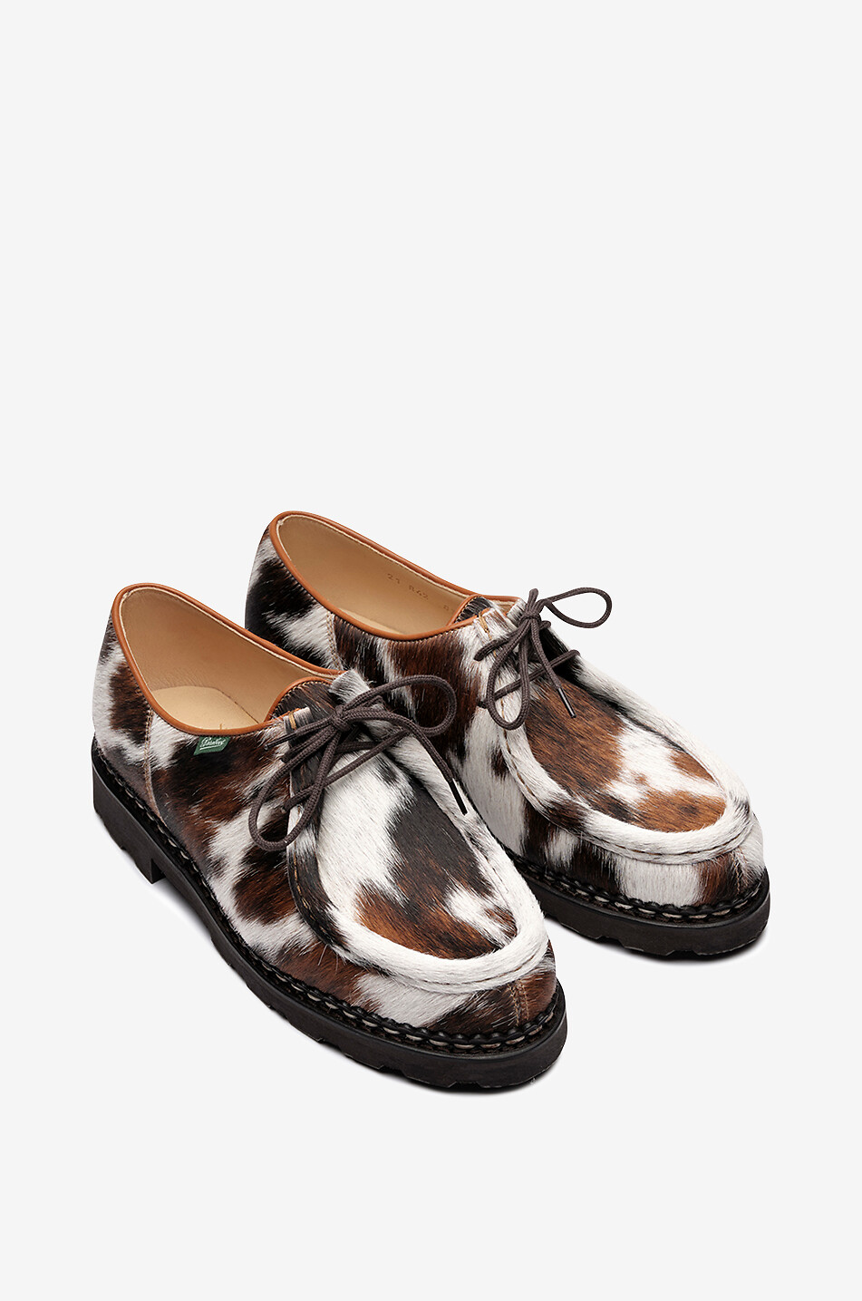 PARABOOT Michael cow spot calfhair leather lace-up shoes Men BROWN 2