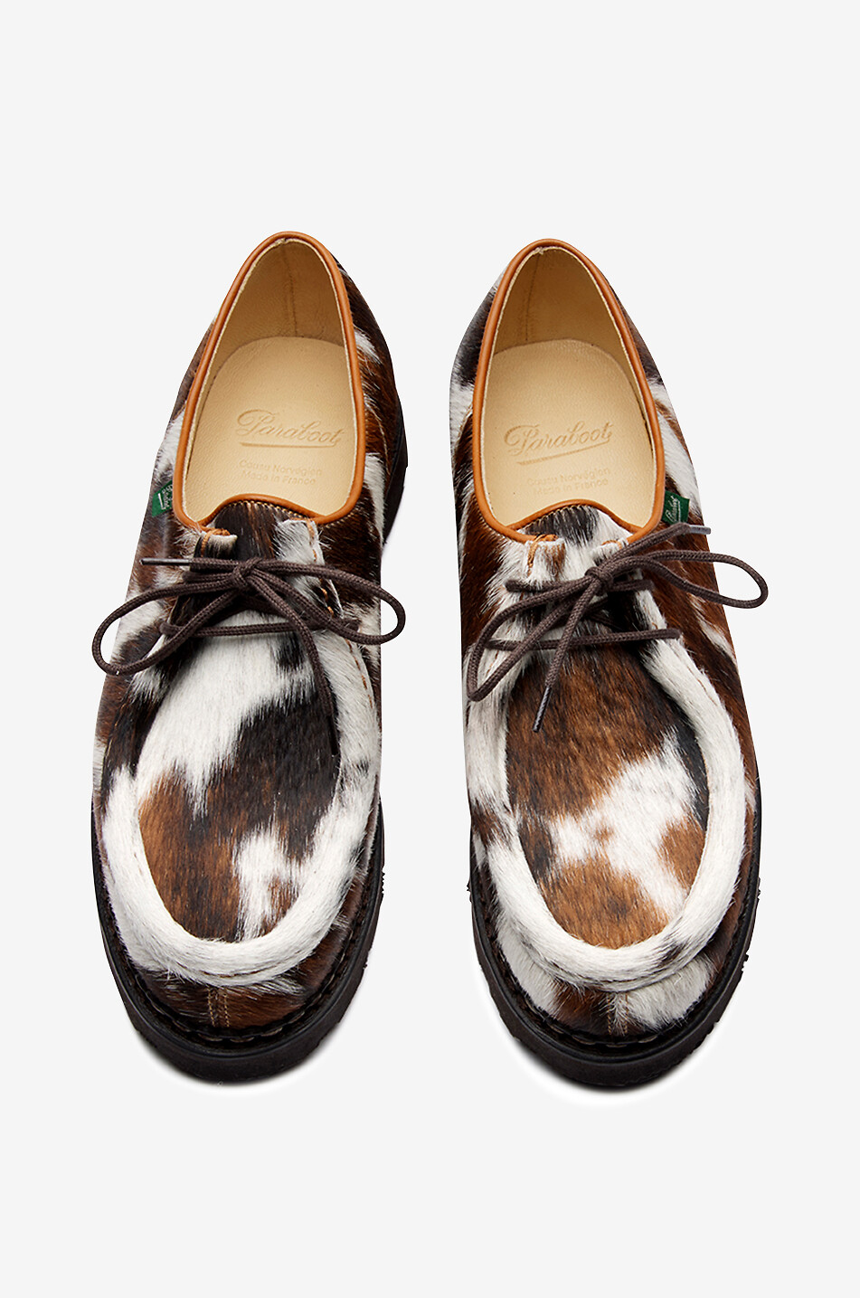 PARABOOT Michael cow spot calfhair leather lace-up shoes Men BROWN 3