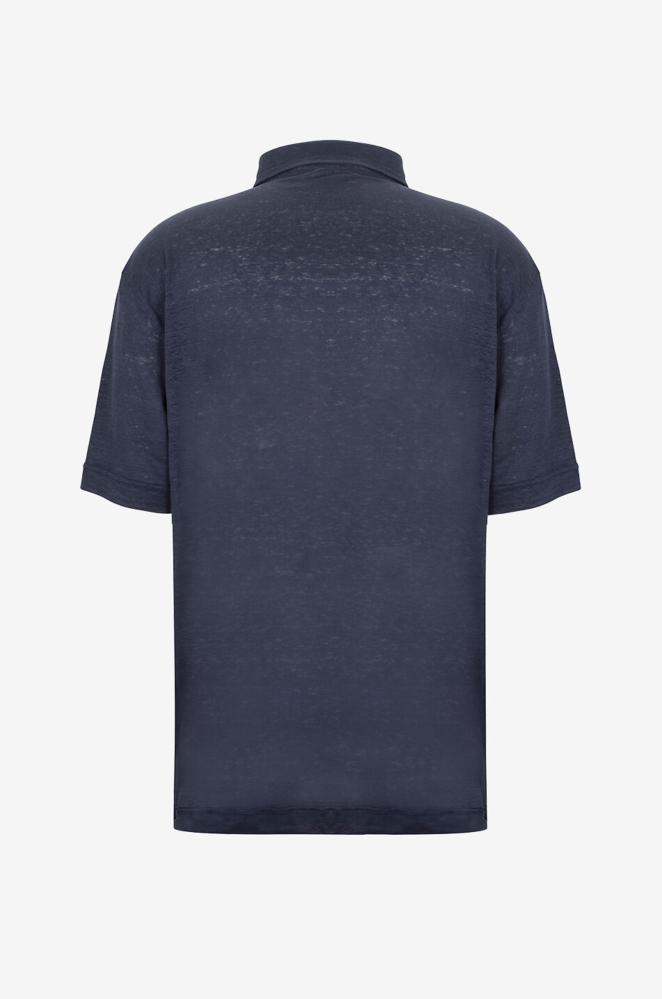 MONCLER Polo en jersey de lin à manches courtes et patch logo Homme BLEU 2