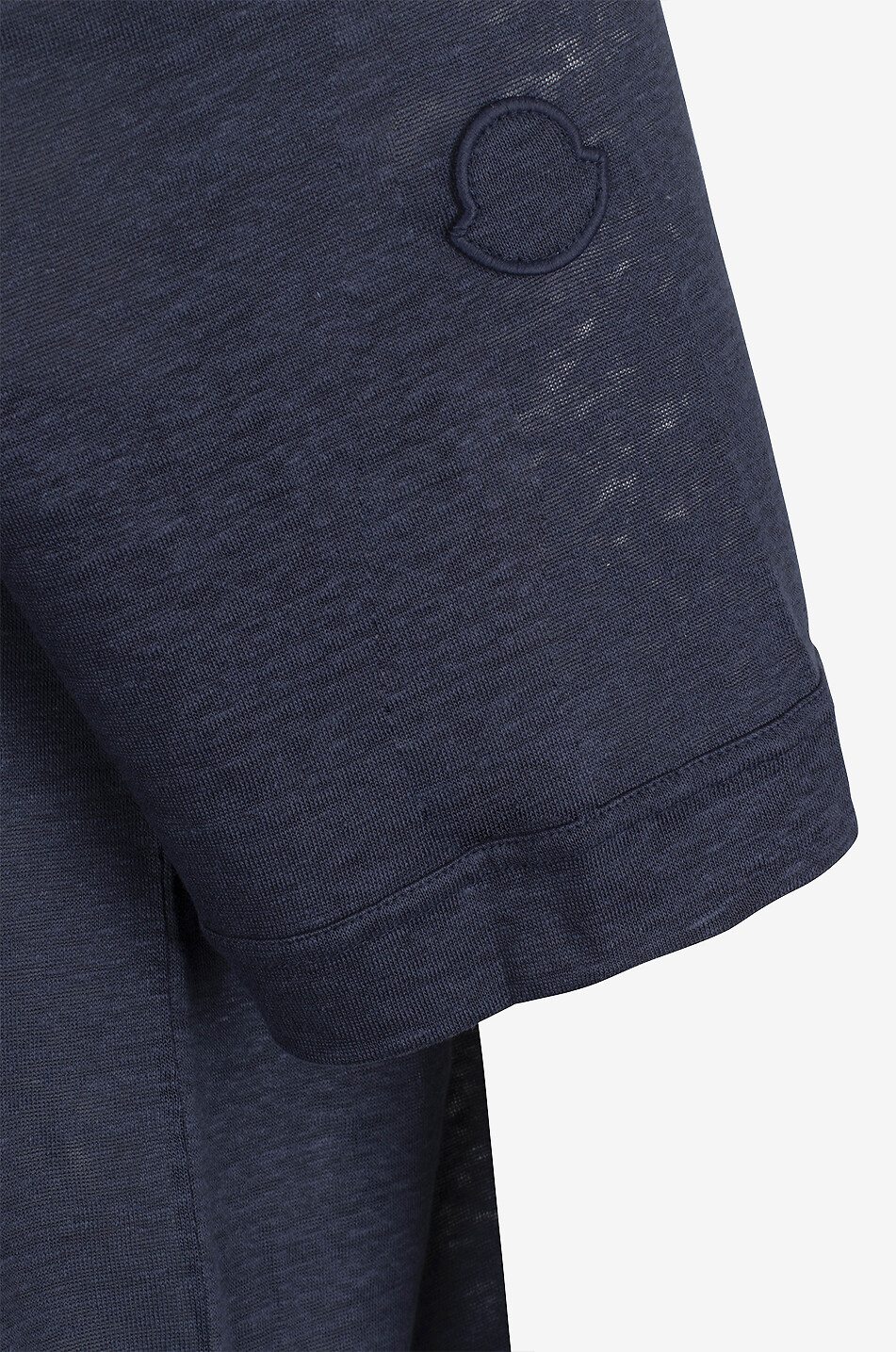 MONCLER Polo en jersey de lin à manches courtes et patch logo Homme BLEU 3